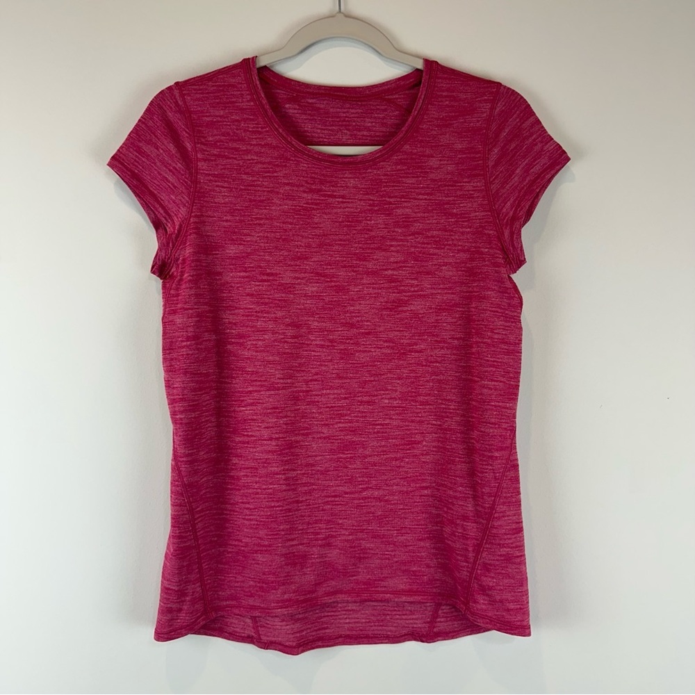 Lululemon Pink Another Mile Short Sleeve Athleisure Athletic Tee Shirt Size 8